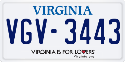 VA license plate VGV3443