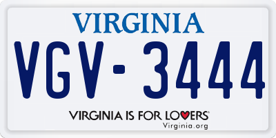 VA license plate VGV3444