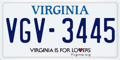 VA license plate VGV3445