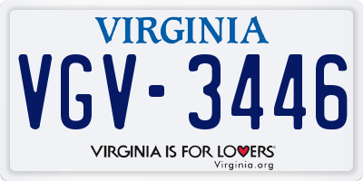 VA license plate VGV3446