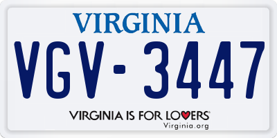 VA license plate VGV3447
