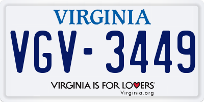 VA license plate VGV3449