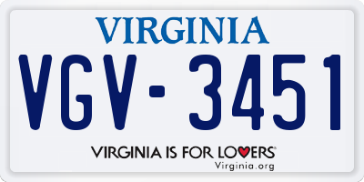 VA license plate VGV3451