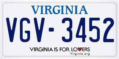 VA license plate VGV3452