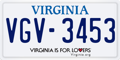 VA license plate VGV3453