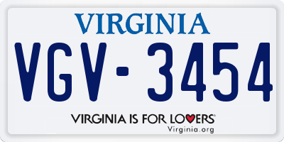 VA license plate VGV3454