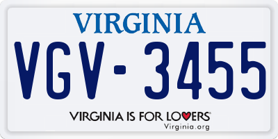 VA license plate VGV3455