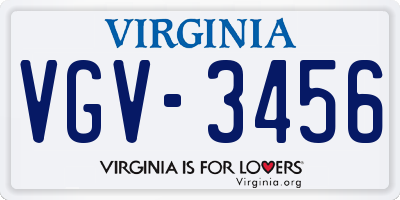 VA license plate VGV3456