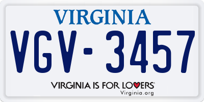VA license plate VGV3457