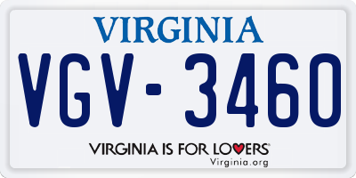 VA license plate VGV3460