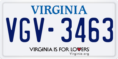 VA license plate VGV3463