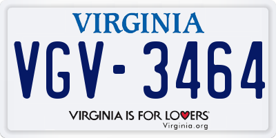 VA license plate VGV3464