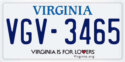 VA license plate VGV3465