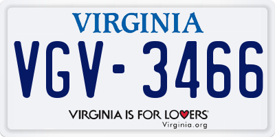 VA license plate VGV3466