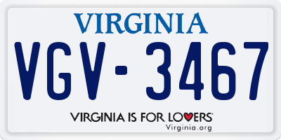 VA license plate VGV3467