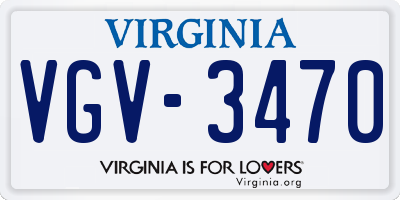 VA license plate VGV3470