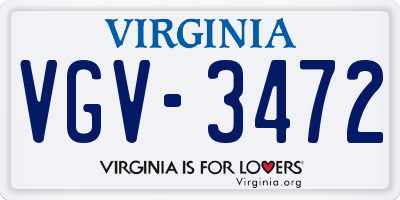 VA license plate VGV3472