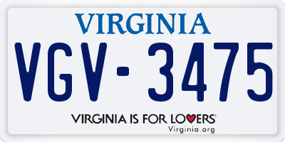 VA license plate VGV3475