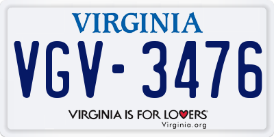 VA license plate VGV3476