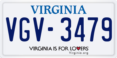 VA license plate VGV3479