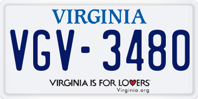 VA license plate VGV3480