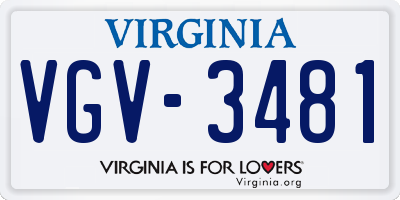 VA license plate VGV3481