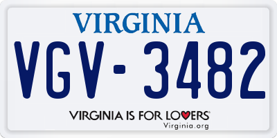 VA license plate VGV3482