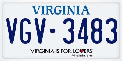 VA license plate VGV3483