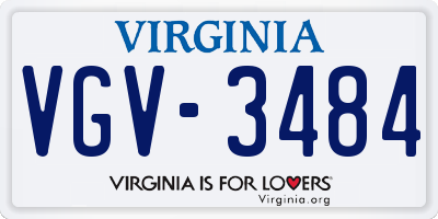 VA license plate VGV3484
