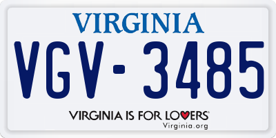 VA license plate VGV3485