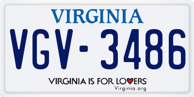 VA license plate VGV3486