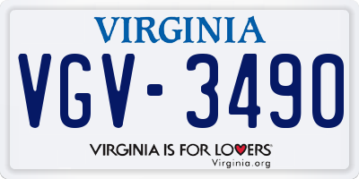 VA license plate VGV3490