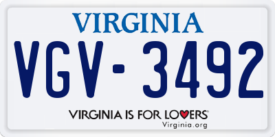 VA license plate VGV3492