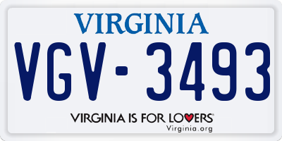 VA license plate VGV3493