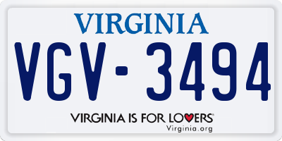 VA license plate VGV3494