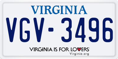 VA license plate VGV3496