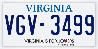VA license plate VGV3499