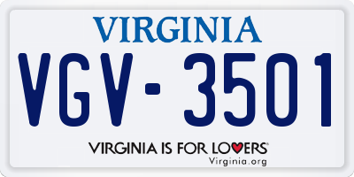VA license plate VGV3501