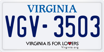 VA license plate VGV3503
