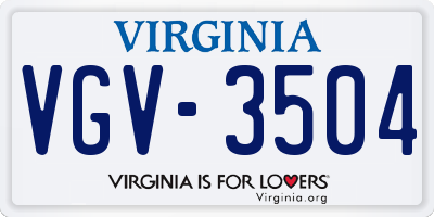 VA license plate VGV3504