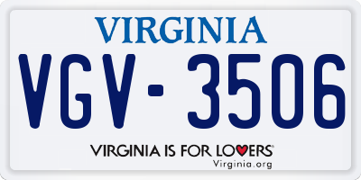 VA license plate VGV3506