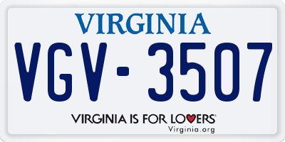 VA license plate VGV3507
