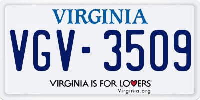 VA license plate VGV3509
