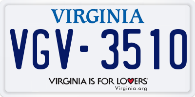 VA license plate VGV3510