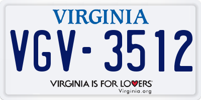 VA license plate VGV3512