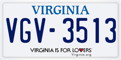 VA license plate VGV3513