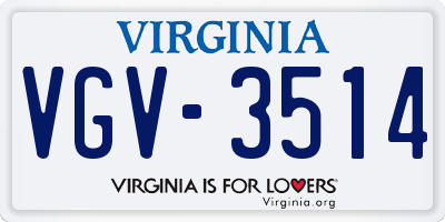 VA license plate VGV3514
