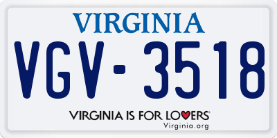VA license plate VGV3518