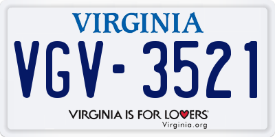 VA license plate VGV3521