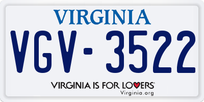 VA license plate VGV3522